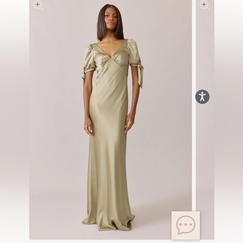 Revelry Daisy Silver Sage Satin Dress